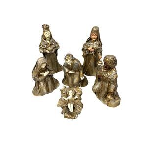 Kurt S‎ Adler Paper Mache Gold Silver 13"h 6 Pc Large Nativity Set Made in Japan